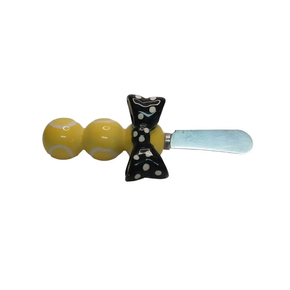 🐝Yellow Black Polka Dot Spreader Knife Cheese Butter Jam Whimsical Party Fun 🐝